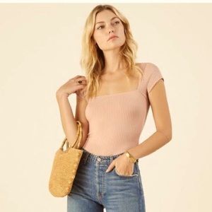 REFORMATION Bardot Top in Blush Size M